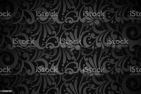 Decorative Dark Black Floral Art Background For Modern Design Stock