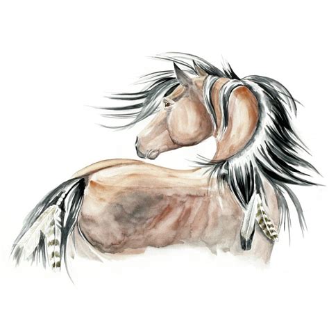Elena Romanova Native American Horse Tattoo Watercolor Horse Horse
