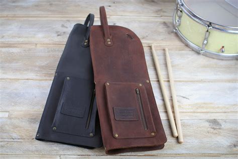 Leather Drumstick Bag With Zip Vintage Style Leather Stick