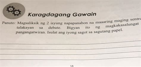 Karagdagang Gawain Panuto Magsaliksik Ng 2 Isyung Napapanahon Na