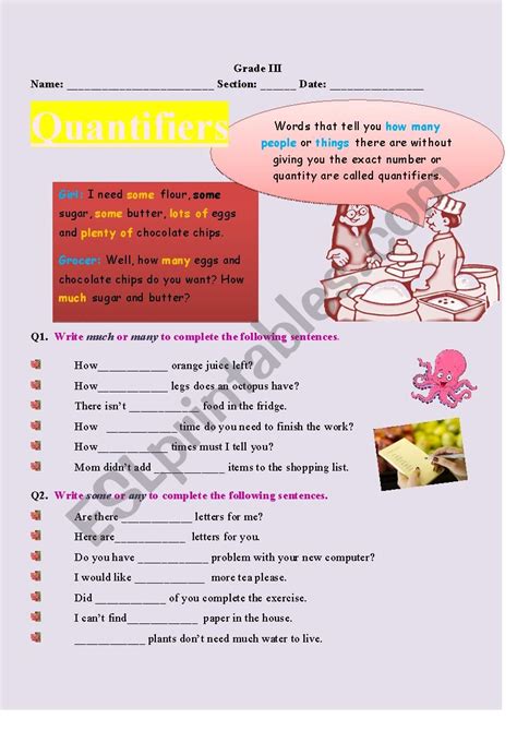 Noun Quantifiers Worksheet For Grade 4 Favorite Worksheet Images And