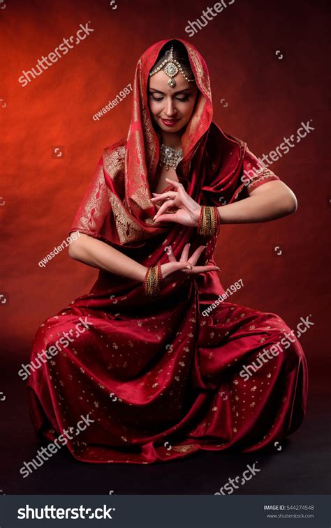 Portrait Of Beautiful Indian Girl Young Hindu Woman Model Kundan