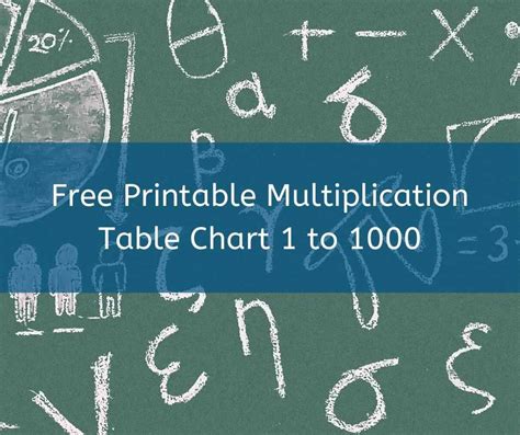 Free Printable Multiplication Chart 1 1000 Table Pdf