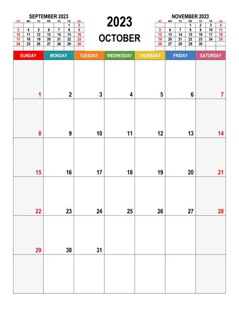 October 2023 Editable Calendar With Holidays