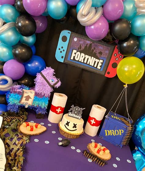 Fortnite Cake Table Surprise 50th Birthday Party Fiesta Birthday