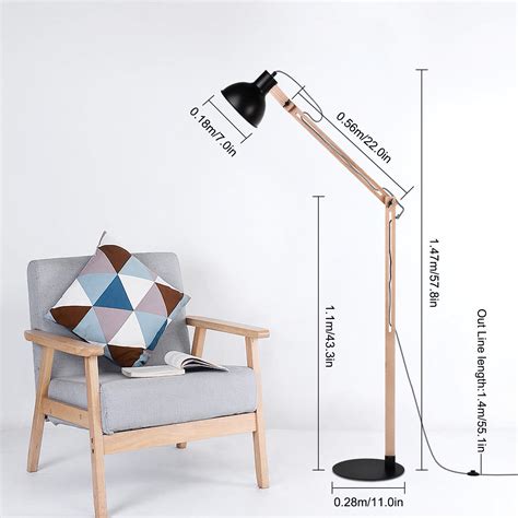 Retro Wood Floor Lamp Adjustable Led Bulb Bedroom Reading Lamp Light