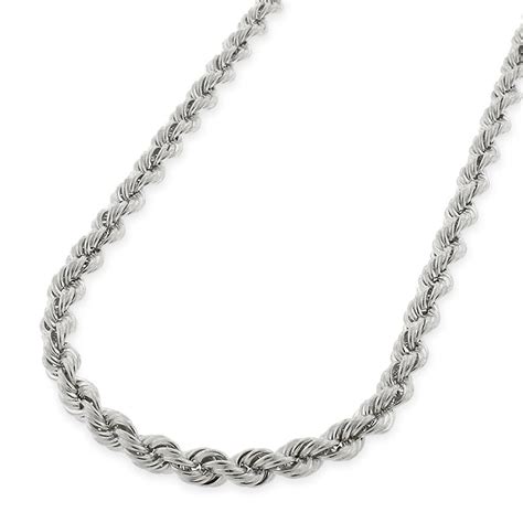 Next Level Jewelry 14k White Gold 3mm Solid Rope Diamond Cut Braided Twist Link Necklace