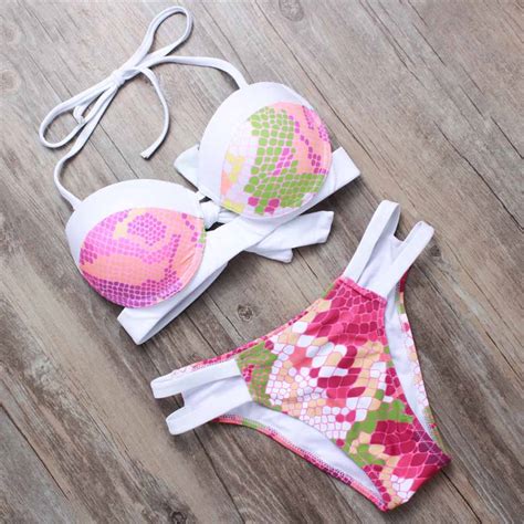 Trangel 2018 Bikini Set Push Up Swimwear Women Hollow Out Printed