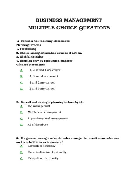 Principles Of Management Multiple Choice Questions And Answers Doc