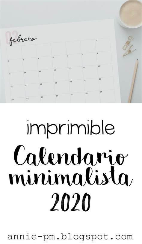 Calendario Minimalista Horizontal 2020 Calendario Para Imprimir