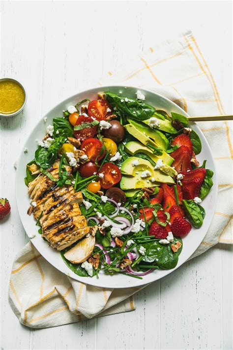 Strawberry Spinach Salad With Chicken And Avocado Recipe Spinach