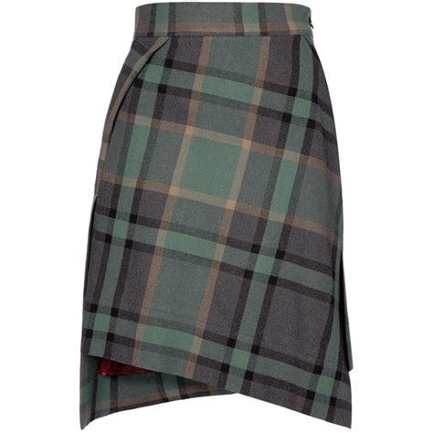 Green Tartan Mini Case Skirt 315 Liked On Polyvore Featuring Skirts