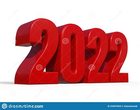 2022 3d Illustration Red 2022 New Year Text On White Background Stock