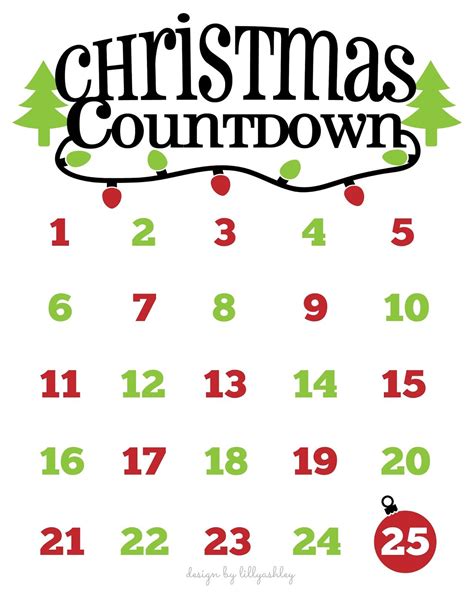 Christmas Countdown Free Printable And Free Svg Christmas Countdown