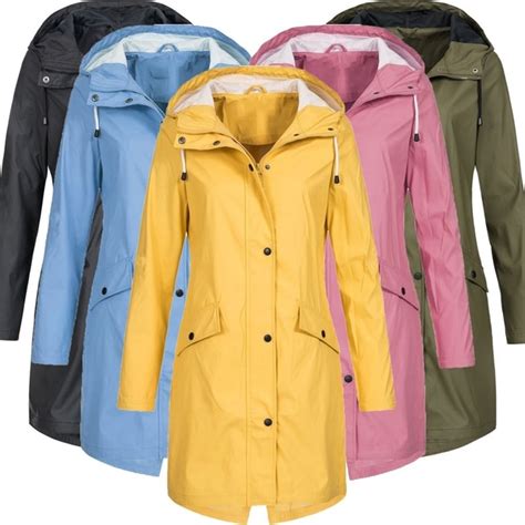 Plus Size Waterproof Solid Colour Jacket Ladies Hooded Classic
