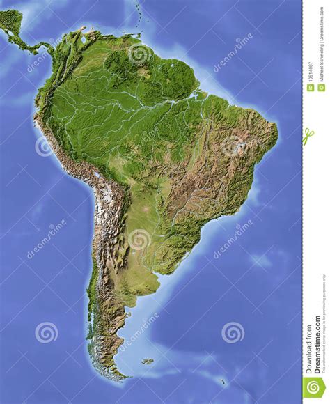 South America Shaded Relief Map Stock Illustration Illustration Of