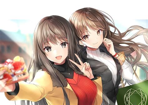 Online Crop Hd Wallpaper Kagachi Saku Anime Anime Girls Bangs Smiling Taking Selfie