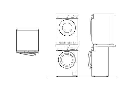 Stacked Washer Dryer Autocad Block Free Cad Floor Plans