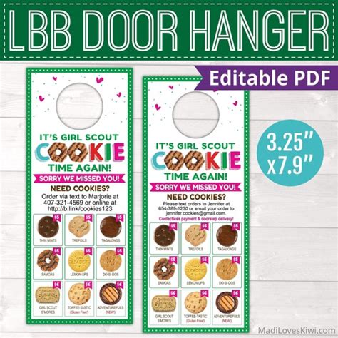 2022 Lbb Girl Scout Door Hanger Printable Editable Cookie Etsy