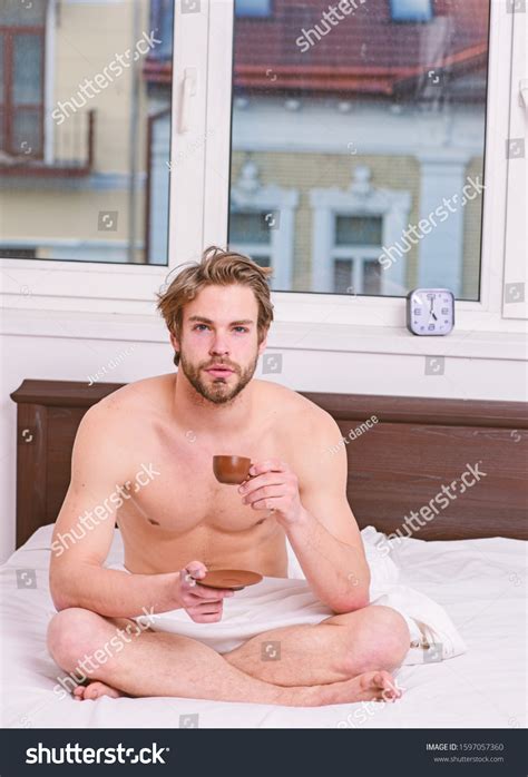 Man Handsome Macho Muscular Torso Relaxing Stock Photo