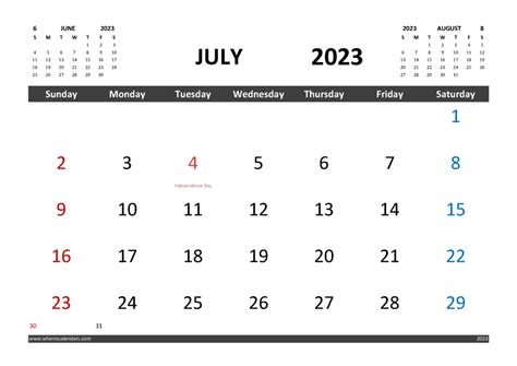 Free July 2023 Calendar Printable With Holidays