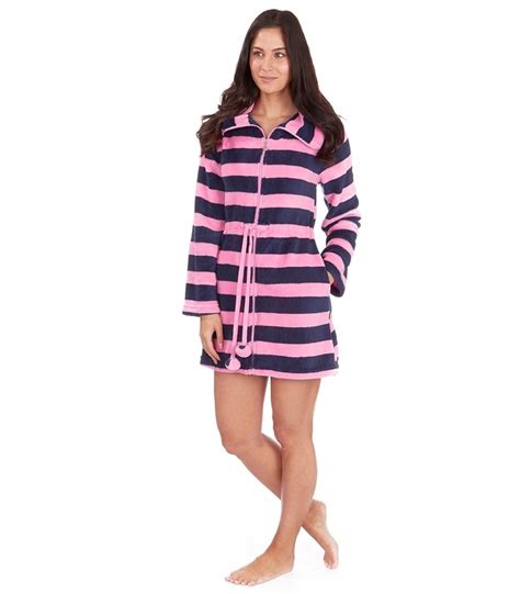 Ladies Soft And Cosy Short Fleece Dressing Gown Robe Zip Up Bed Jacket