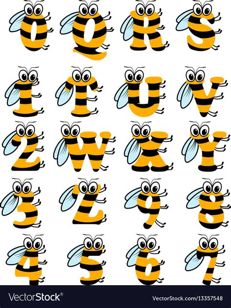 Latin Alphabet Funny Bee Abc Royalty Free Vector Image