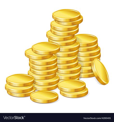 Stacks Gold Coins On White Background Royalty Free Vector