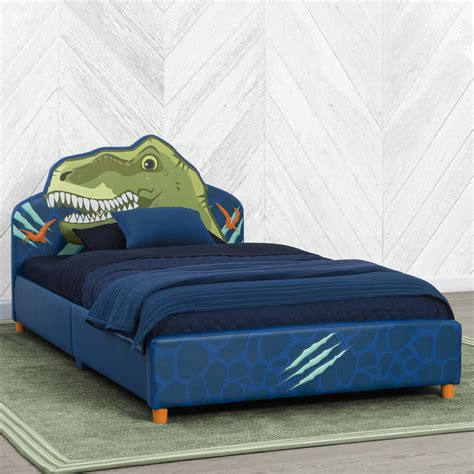 Delta Children Dinosaur Upholstered Twin Bed Blue