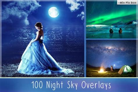 100 Night Sky Overlay Add Starry Sky To Photo Moon Overlays Sky