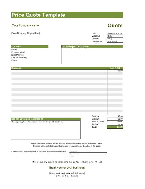 Free Printable Quote Forms Printable Templates