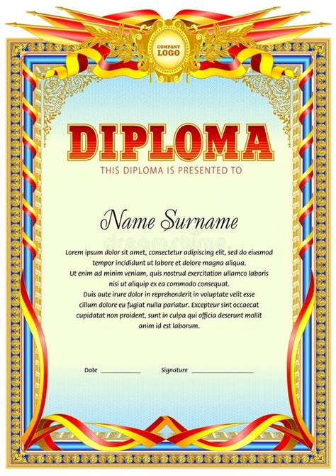 Diploma Blank Template Stock Illustration Illustration Of Cert 96252118