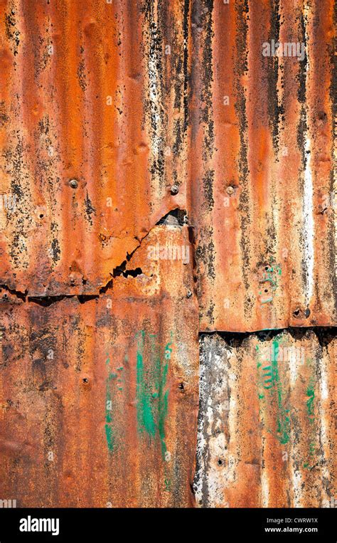 Old Rusty Weathered Corrugated Metal Sheets Stock Photo Alamy