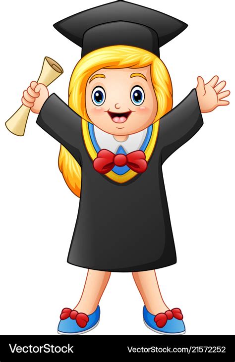 Cartoon Graduate Girl With Diploma Royalty Free Vector Image