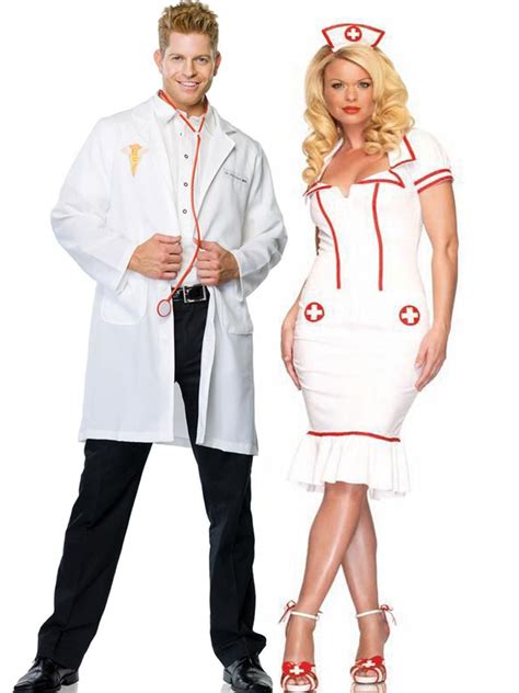 A Man And Woman Dressed Up As Nurses