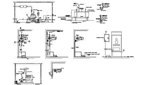 Fire System Pump Room Machinery Installation Cad Drawing Details Dwg