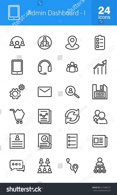 Admin Dashboard Web Management Icon Set Stock Vector (Royalty Free