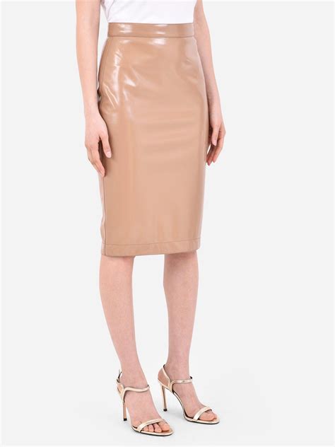 Burberry Vinyl Pencil Skirt In Natural Lyst