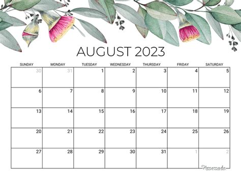 August 2023 Calendar Free Printable Pdf Printable Templates Free