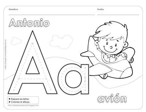 The Letter A Is For An Angel Coloring Page With Its Name In Spanish And