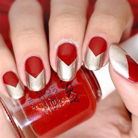 luminous red  gold nail designs  modish