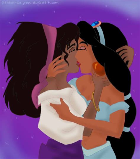 Commission Jasmine And Esmeralda Kissing By Stardust Phantom Disney Fan Art New World