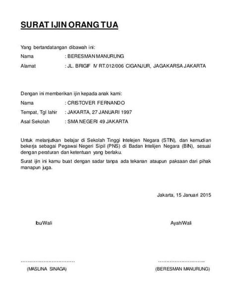 Contoh Surat Persetujuan Wali Bryleetarohuynh
