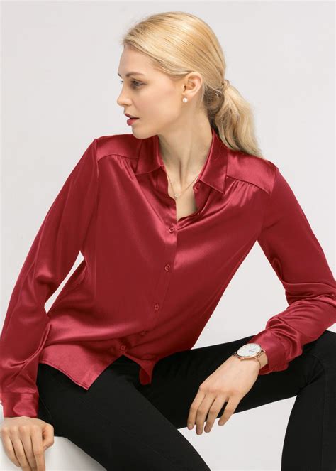 Long Sleeves Collared Silk Blouse