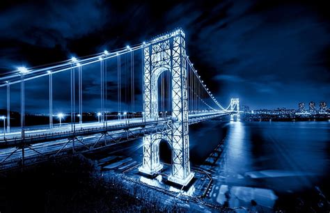 Hd Wallpaper Bridges George Washington Bridge Light Night Usa