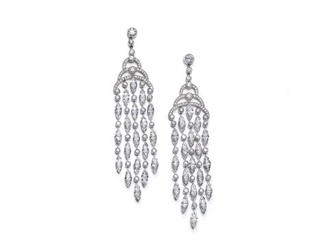 Fine Diamond Chandelier Drop Earrings Platinum 12 Carats Jewellery