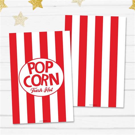 Movie Night Giant Popcorn Box Template Popcorn Boxes Custom Etsy Canada