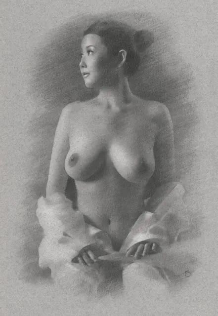 Female Nude Original Drawing Charcoal Fine Art Naked Woman Lady Pinup