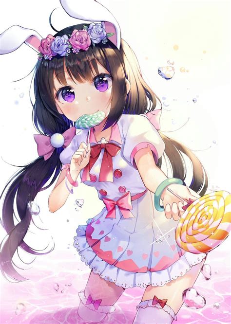 Anime Girl Holding Lollipop