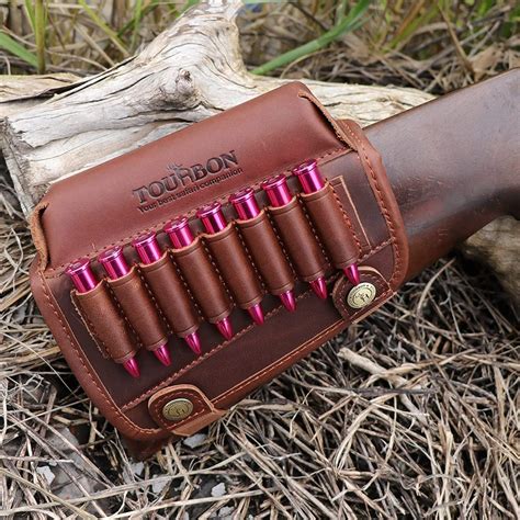TOURBON Leather Buttstock Cheek Rest With Rifle Shell Holder Genuine